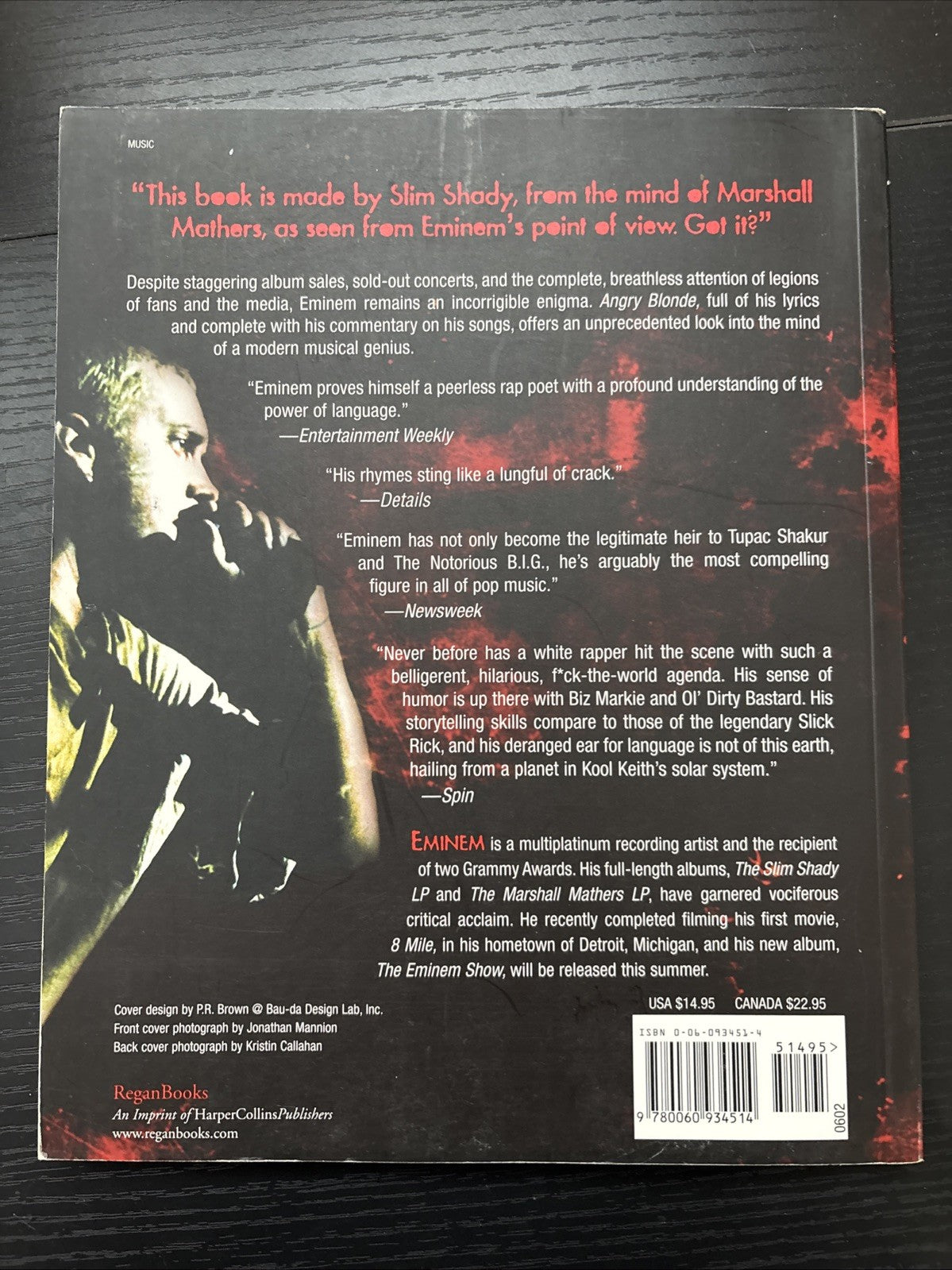 Eminem - Angry Blonde - The Official Book - Softcover 1st PRINT 2002